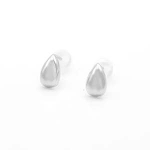 Sterling Silver Teardrop Stud Earrings - Silver
