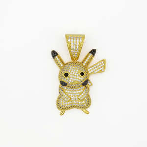 Iced Out Jewellery: Iced Out Pikachu Pendant - Gold