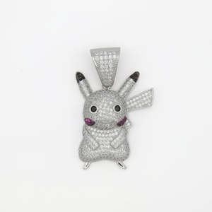 Iced Out Pikachu Pendant - Silver