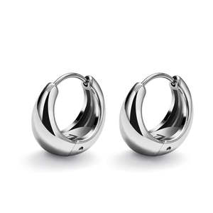Stainless Steel Tapered Huggie Hoop Earrings - Silver