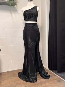 Ball Dress: Black Glitter Two Piece Dress