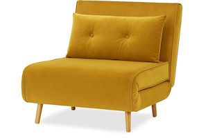 Haru Single Sofa Bed - Mohair Mustard
