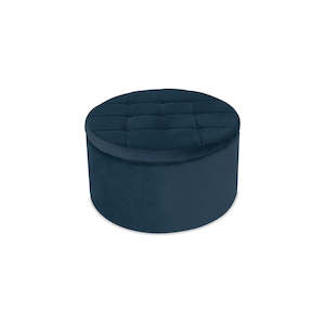 Lounge Ottomans: Chest Ottoman with Lid - Atlantic Blue