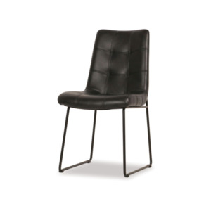 Luke Leather Dining Chair - Black