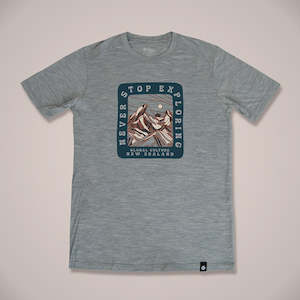 Mens 1: Never Stop Exploring Short Sleeve Mens Merino T-Shirt