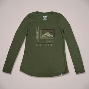 Womens: Aoraki Mt Cook Long Sleeve Womens Merino T-Shirt