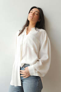 New Zealand Designed Made: October Reign Oversized Shirt - White Silk