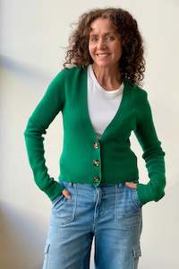 October Reign Atlas Cashmere Cardigan - Emerald Green