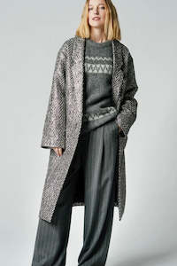 Smythe: Smythe Duster Coat - Pewter Herringbone