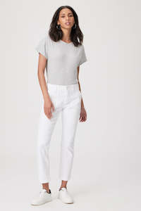 Pants: Paige Mayslie Straight Ankle - Crisp White