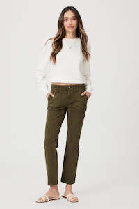 Pants: Paige Mayslie Straight Ankle - Vintage Olive Meadow