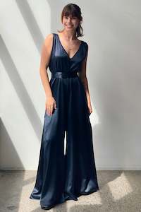 October Reign: October Reign Love Jumpsuit - Navy Silk