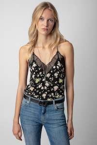 Zadig & Voltaire Christy Soft Crinkle Roses Camisole - Noir