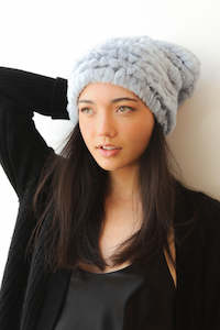 Fur: October Reign Fur Beanie - Ash Blue