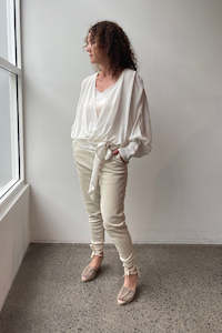 October Reign Leather: October Reign Leather Track Pants - White