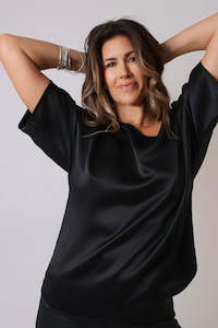 Best Sellers: October Reign Luxe Silk Tee - Black