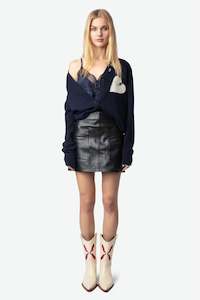 Cashmere: Zadig & Voltaire Travia WS Heart Cardigan - Encre