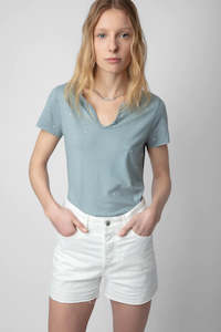 Last: Zadig & Voltaire Tunisien Dots Strass T-shirt - Glacier