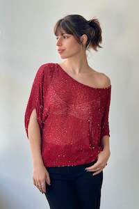 Gift Guide: October Reign Hand-Beaded Silk Tee - Lipstick