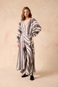 Best Selling: Estilo Emporio El Manto Dress - Dark Chocolate Stripe