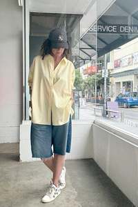 October Reign Cotton Bowie Shirt Lemon - One Size