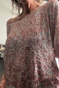 Best Selling: October Reign Sequin Essential Tee - Rose