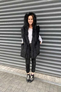 October Reign Wanderer Long Fur Vest ~ Black