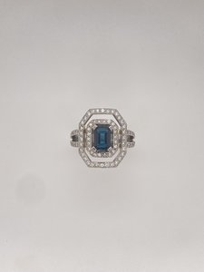 Emerald Cut Tourmaline & Diamond Ring - Global Diamonds