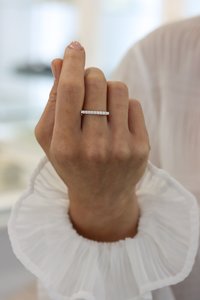 White Gold Square Top Stacker Ring - Global Diamonds