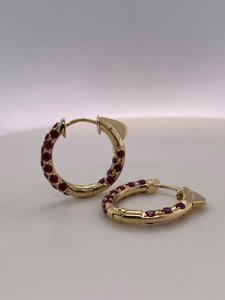 Ruby and 9ct Gold Hoop Earring - Global Diamonds