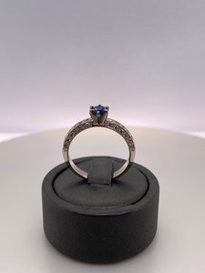 Products: Blue Sapphire Ring With Diamond Band - Global Diamonds
