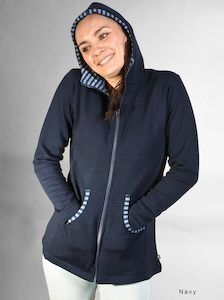 Womens Top 10 Winter Warmth Woolies: Merino Zip Contrast Lined Hooded Jacket