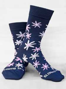 Socks: S16 Navy Unisex Merino Flower Sock