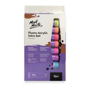 Acrylic Paint: Fluoro Acrylic Paint Intro Set Premium 8pc X 18ml - Mont Marte