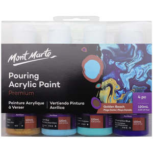 Acrylic Pouring Set: Pouring Acrylic Paint Set Premium 4pc X 120ml - Golden Beach