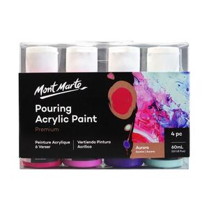 Mont Marte Pouring Acrylic Paint Set Premium 4pcs X 60ml (2oz) - Aurora