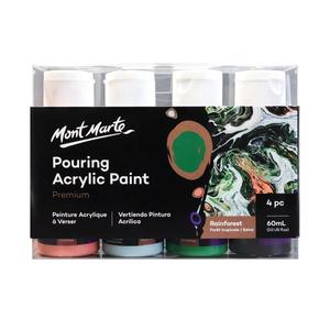Mont Marte Pouring Acrylic Paint Set Premium 4pcs X 60ml (2oz) - Rainforest