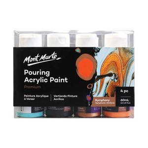 Mont Marte Pouring Acrylic Paint Set Premium 4pcs X 60ml (2oz) - Symphony