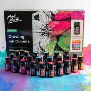Drawing Set: Drawing Ink Colours Signature 24pc X 7ml (0.24 Us Fl.oz) - Mont Marte