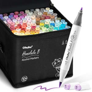 Markers: Ohuhu Honolulu B 104+1 Colours Brush & Fine Marker Set