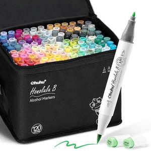 Markers: Ohuhu Honolulu B 120 Colours Brush & Fine Marker Set