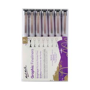 Markers: Graphic Fine liners Set Premium 7pcs - Mont Marte