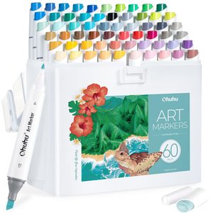 Art Supplies: Ohuhu Kaala 60 Colors Landscape Fine and Slim Broad Dual Tip Alcohol Markers