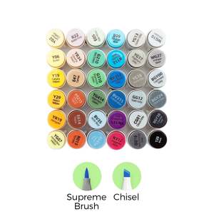 Art Supplies: Ohuhu Honolulu Plus 36 Color Brush and Chisel Dual Tip Alcohol Markers