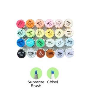 Markers: Ohuhu Honolulu Plus 24 Color Brush and Chisel Dual Tip Alcohol Markers
