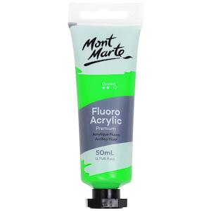 Acrylic Paint: Fluoro Acrylic Paint Premium 50ml (1.7 US fl.oz) Tube - Green - Mont Marte