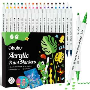 Ohuhu Acrylic Paint Markers 36 Colours, Brush & Dot