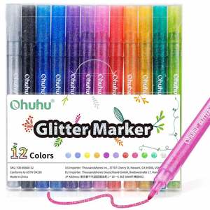 Art Supplies: Ohuhu Glitter Metallic Marker Pens 12 Colours