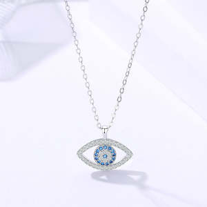 Jewelry Watches: S925 Sterling Silver Jewelry European and American Atmospheric Demon Eye Necklace Eye Pendant