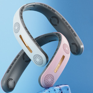 Consumer Electronics: Lazy Mute Outdoor Sports USB Folding Leafless Hanging Neck Electric Fan